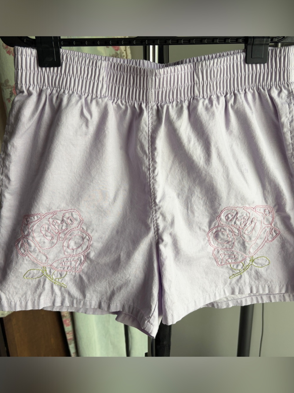 Jordan Lavender Embroidered Athletic Shorts with Elastic Waist